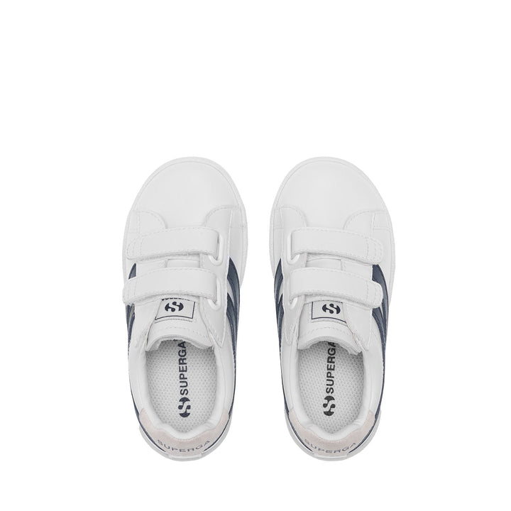 Sneakers basse bianche per bambini con tomaia sintetica 4