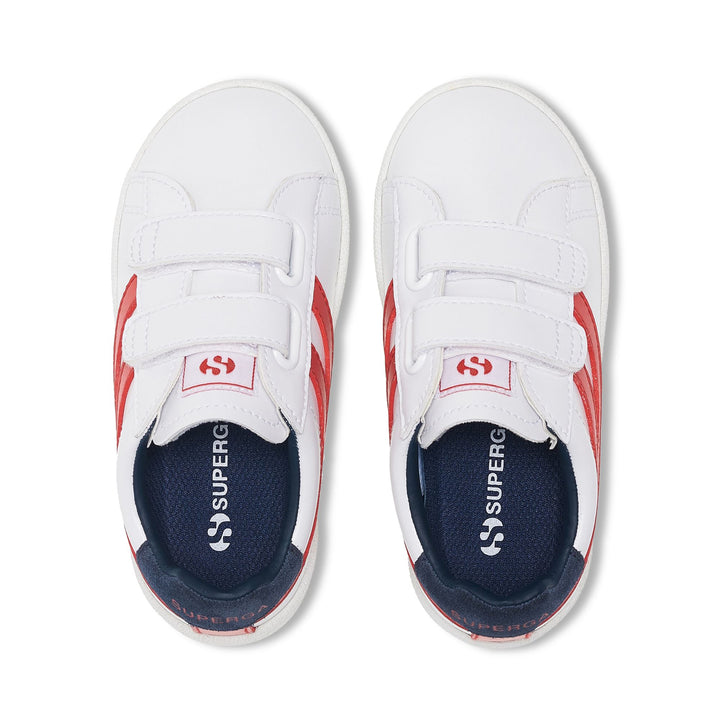 Kid's Low Cut White Sneakers with Synthetic Upper 4