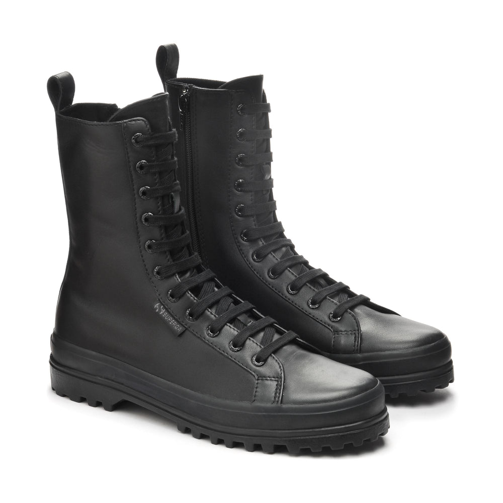 Botas negras totales para mujer con parte superior de napa 02