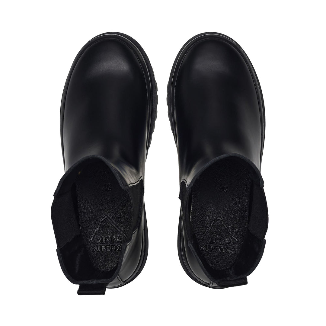 Stivaletti neri da donna con tomaia in pelle main