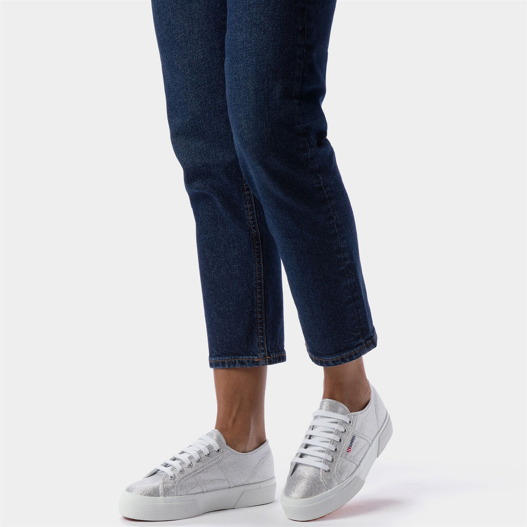 Zapatillas de plataforma grises para mujer con parte superior de lamé main