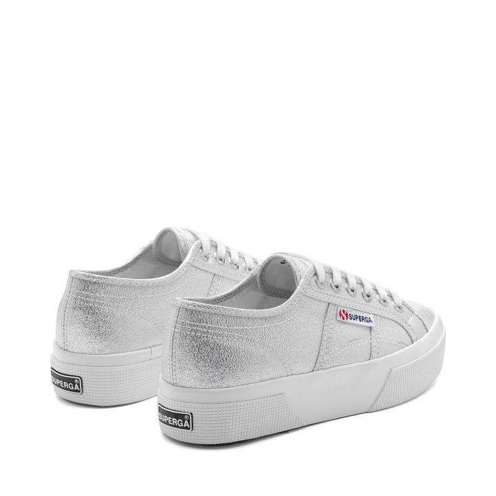 Zapatillas de plataforma grises para mujer con parte superior de lamé 3