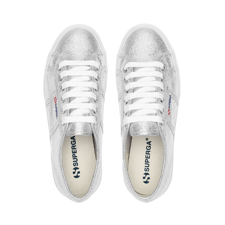 Zapatillas de plataforma grises para mujer con parte superior de lamé 4