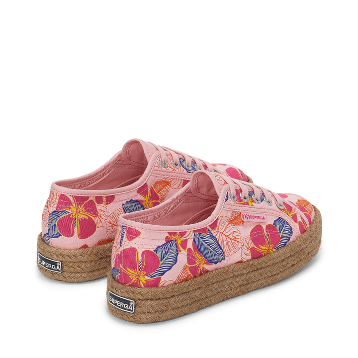 Sneakers da donna con plateau rosa e tomaia in cotone 3
