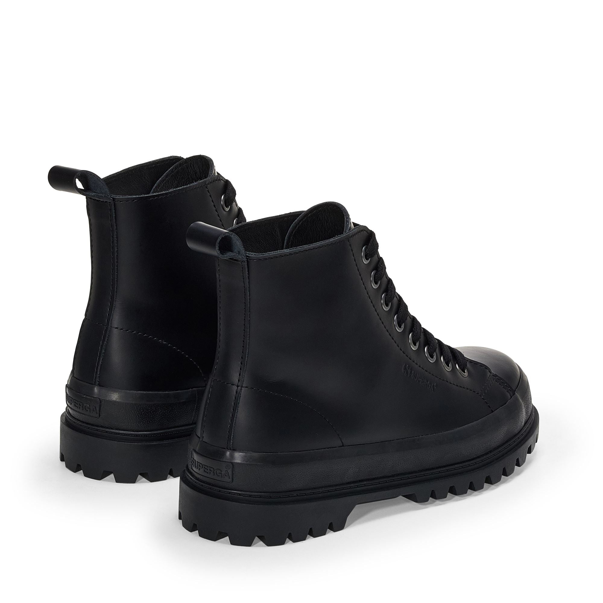 Woman's Black Ankle Boots with Leather Upper | Superga