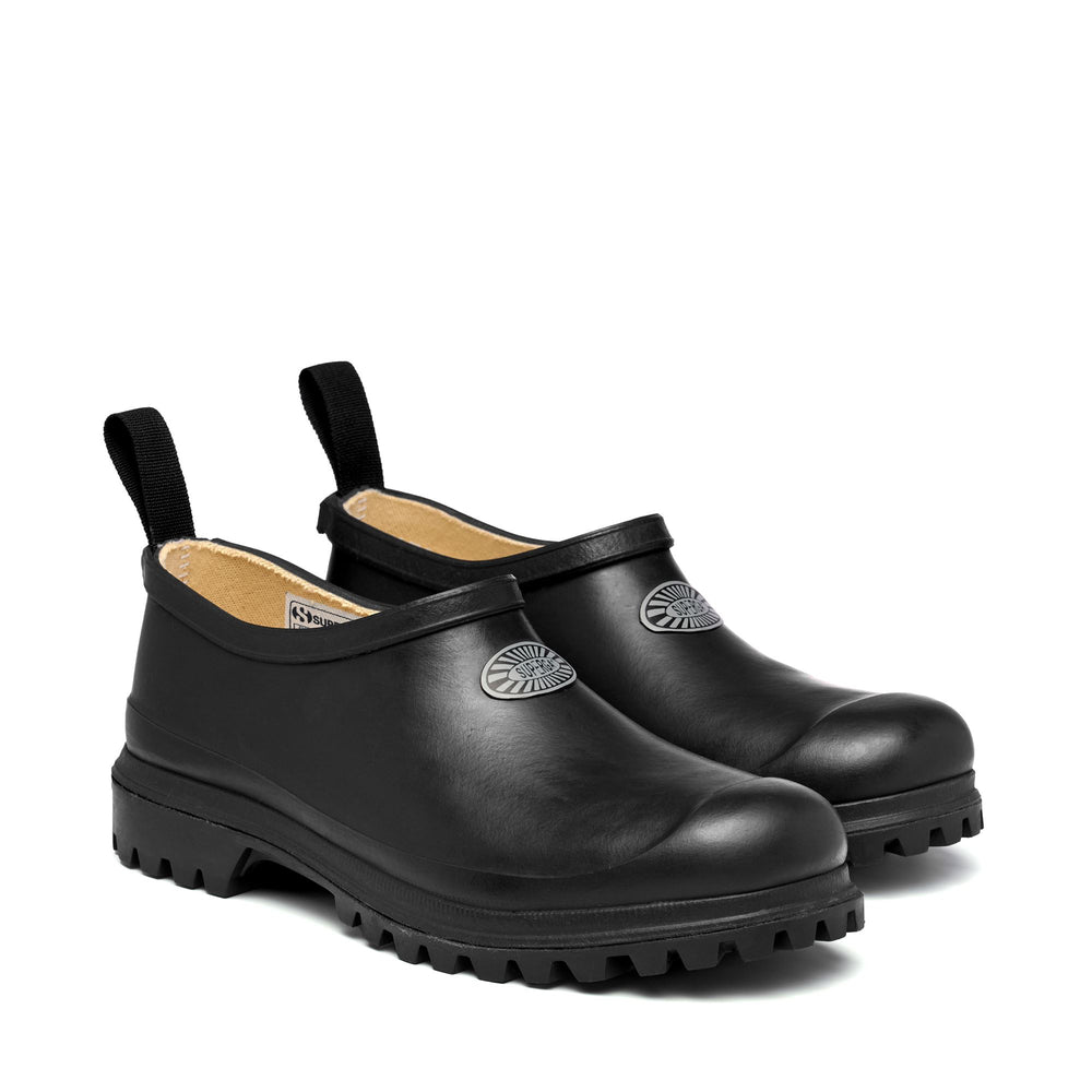 Botas de goma unisex de corte bajo en color negro con forro de algodón 02