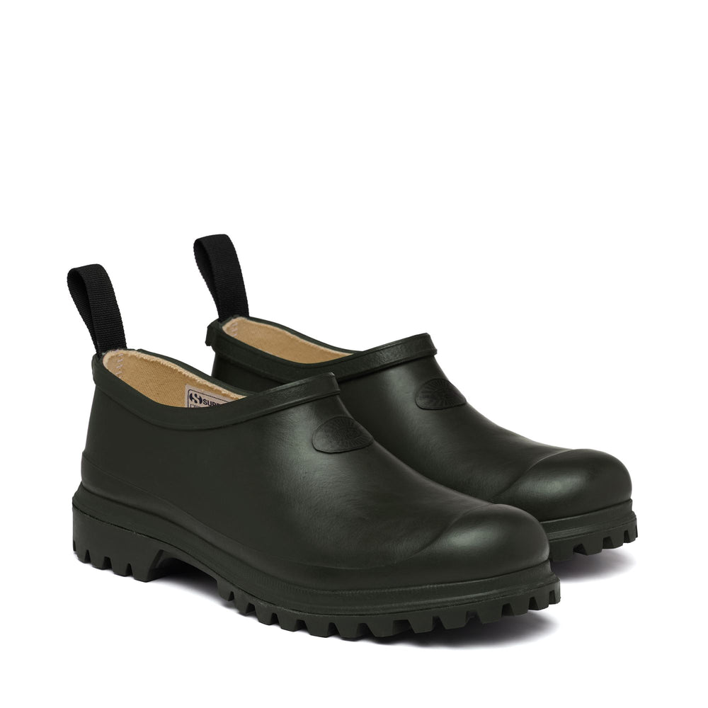 Mules unisex de goma verde de corte bajo con forro de algodón 02