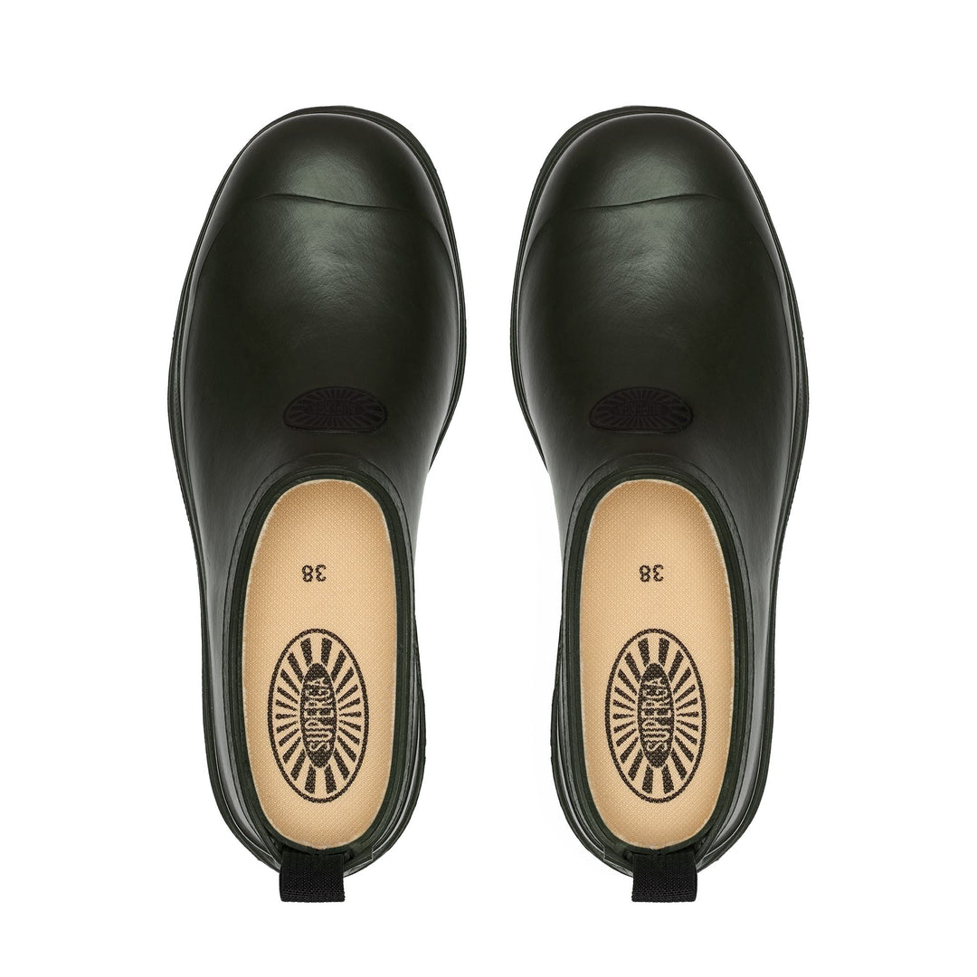 Low Cut Unisex Rubber Green Mules with Cotton Lining main
