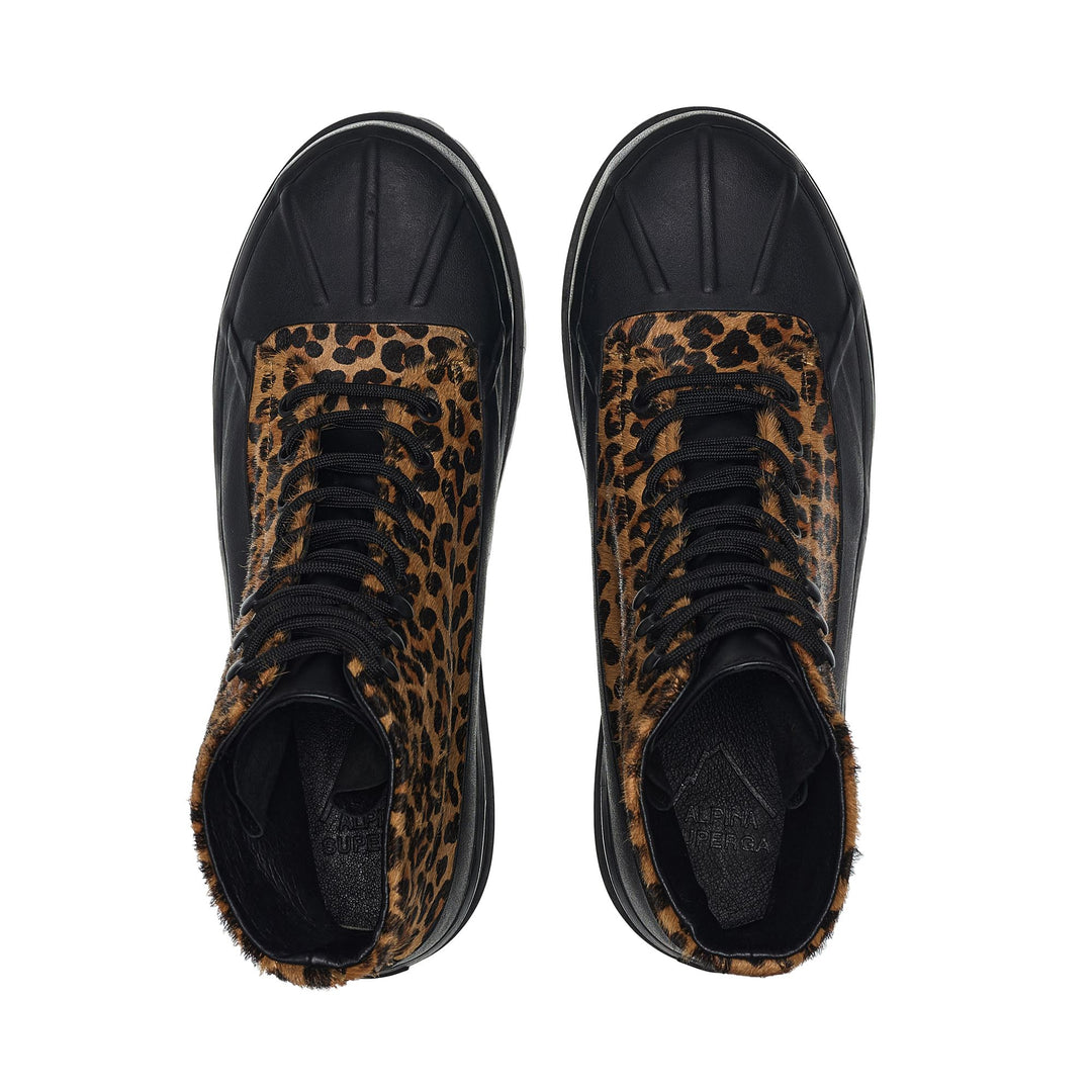 Unisex Leopard Print Ankle Boots with Calf Hair Upper main