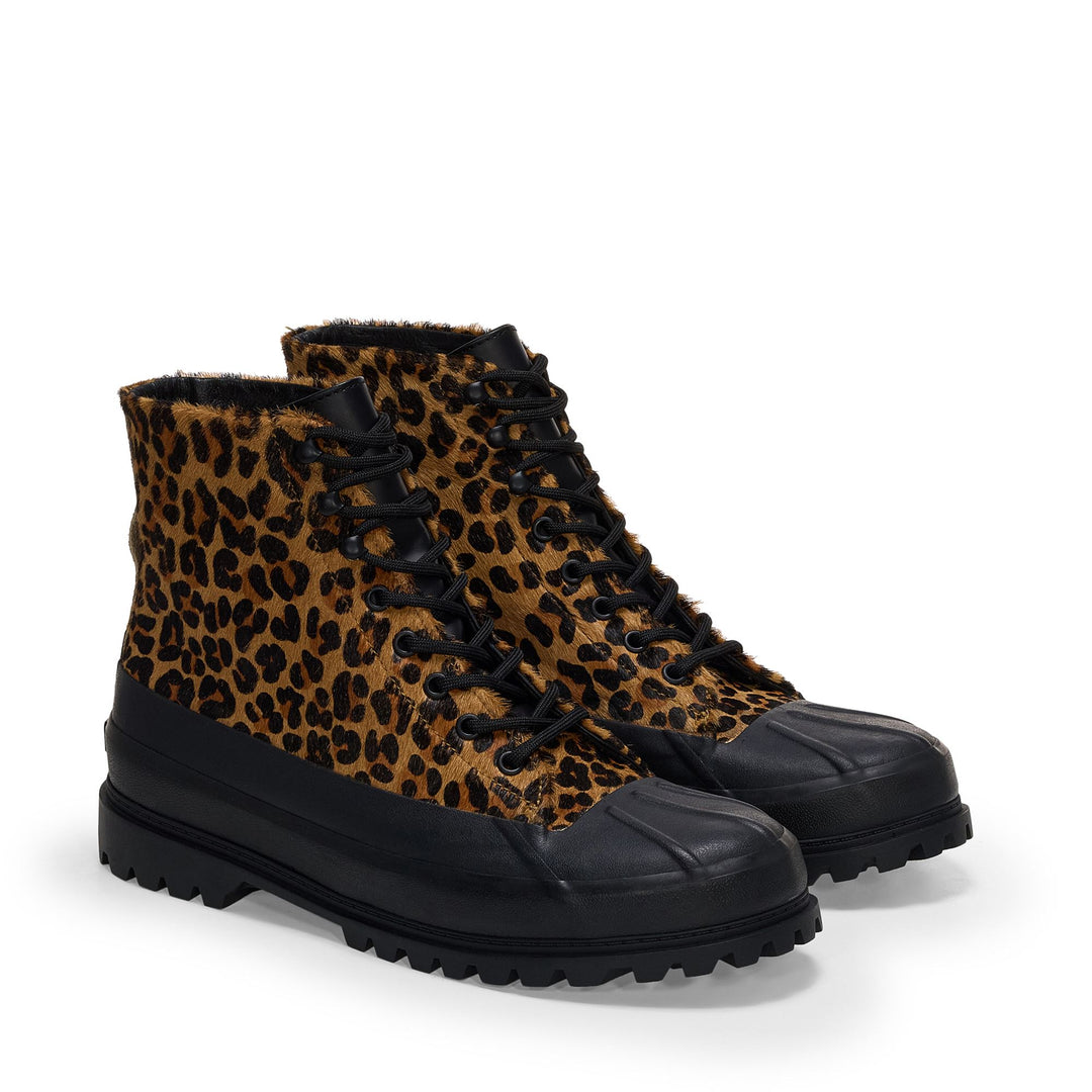 Unisex Leopard Print Ankle Boots with Calf Hair Upper main