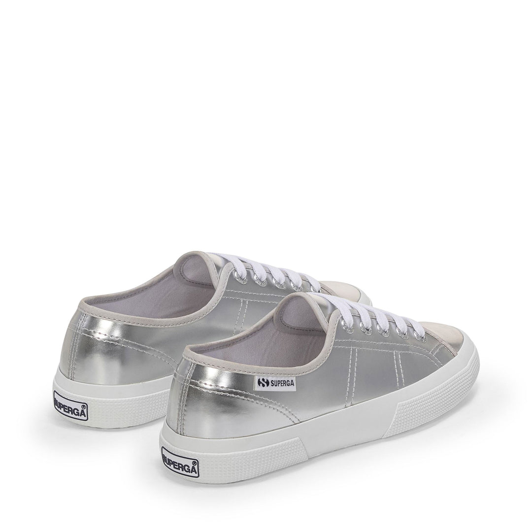 Woman's Low Cut Silver Sneakers with Synthetic Upper main