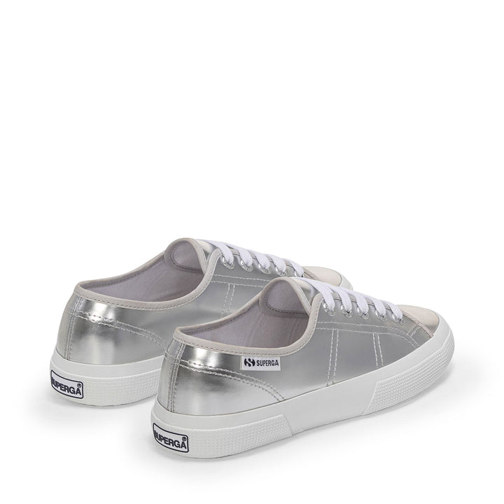 Woman's Low Cut Silver Sneakers with Synthetic Upper 3