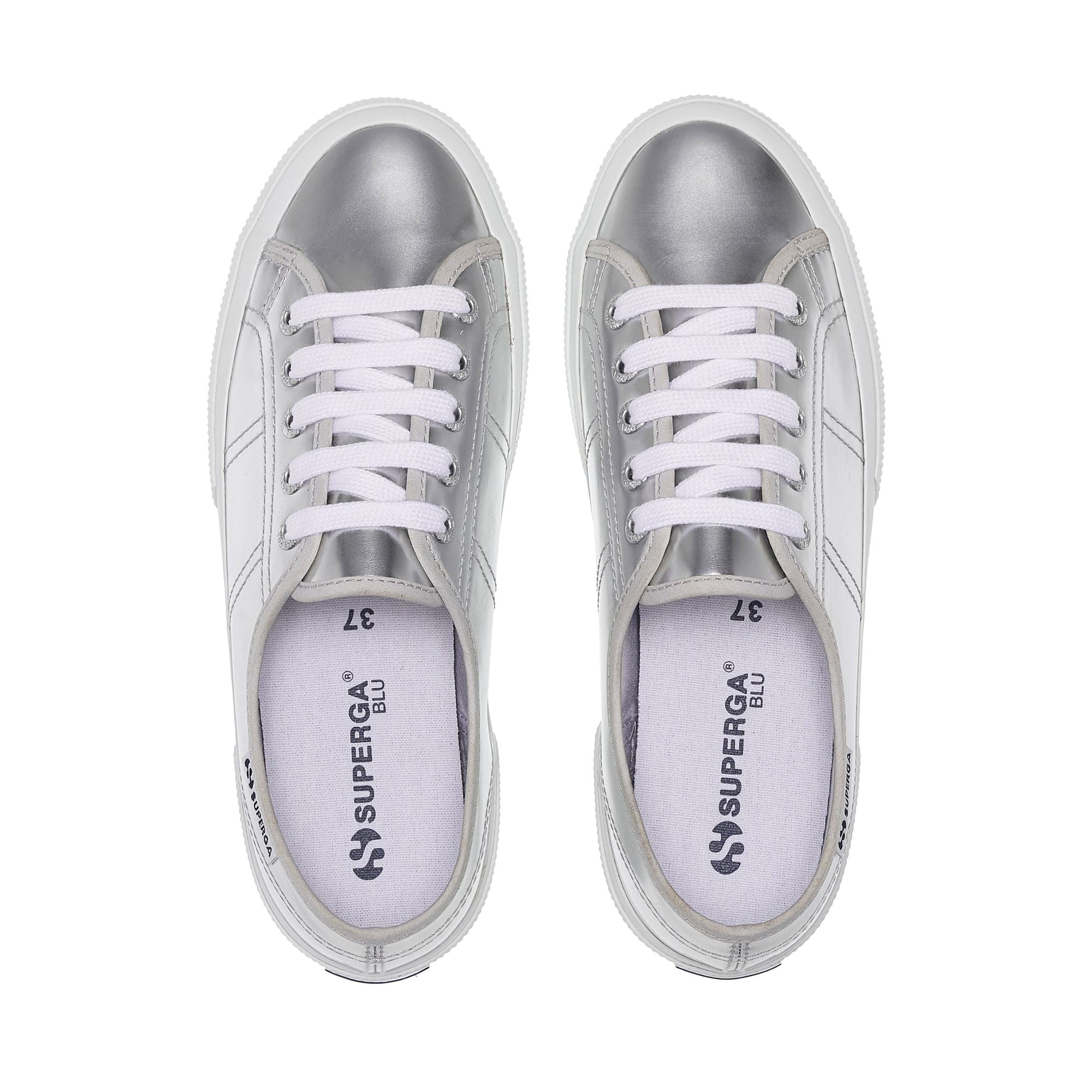 Woman's Low Cut Silver Sneakers with Synthetic Upper | Superga