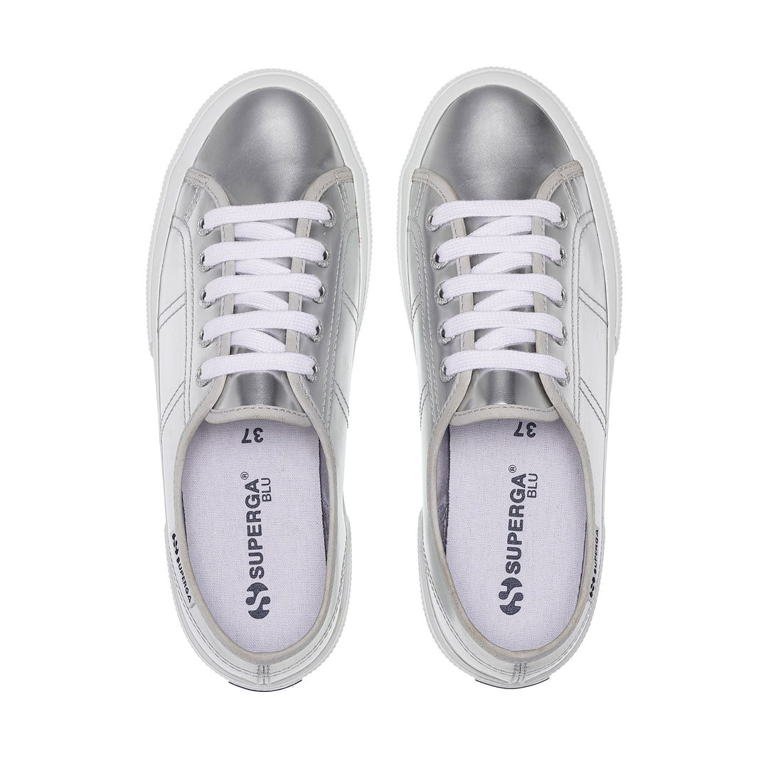 Zapatillas plateadas de corte bajo para mujer con parte superior sintética main