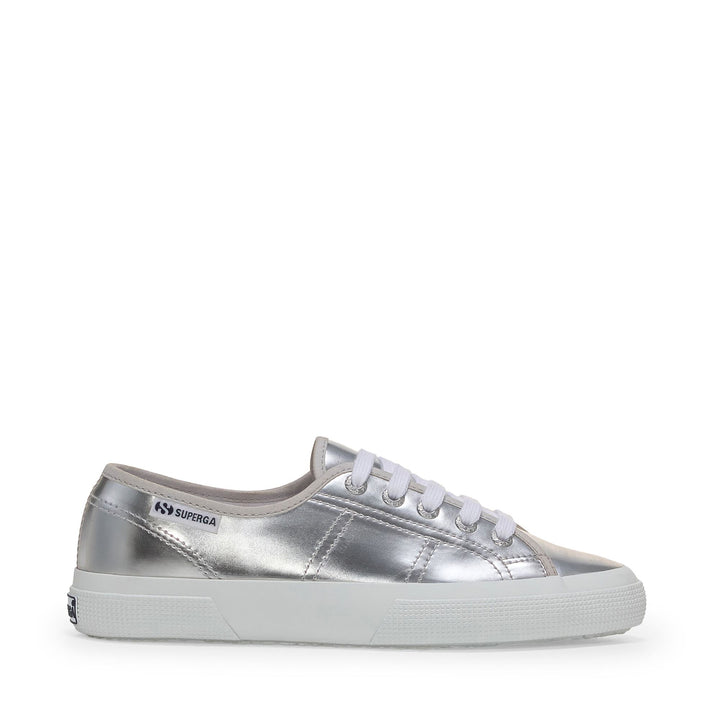 Woman's Low Cut Silver Sneakers with Synthetic Upper 1