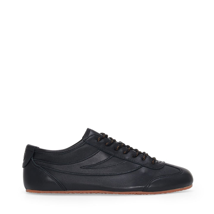 Woman's Classic Full Black Sneakers with Leather Upper 1