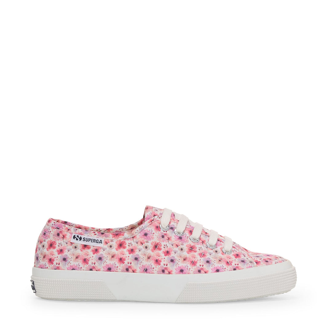 Sneakers basse bianche da donna con tomaia in cotone 01