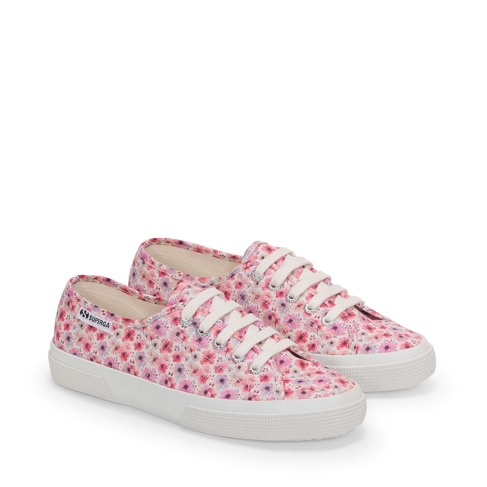 Sneakers basse bianche da donna con tomaia in cotone 02
