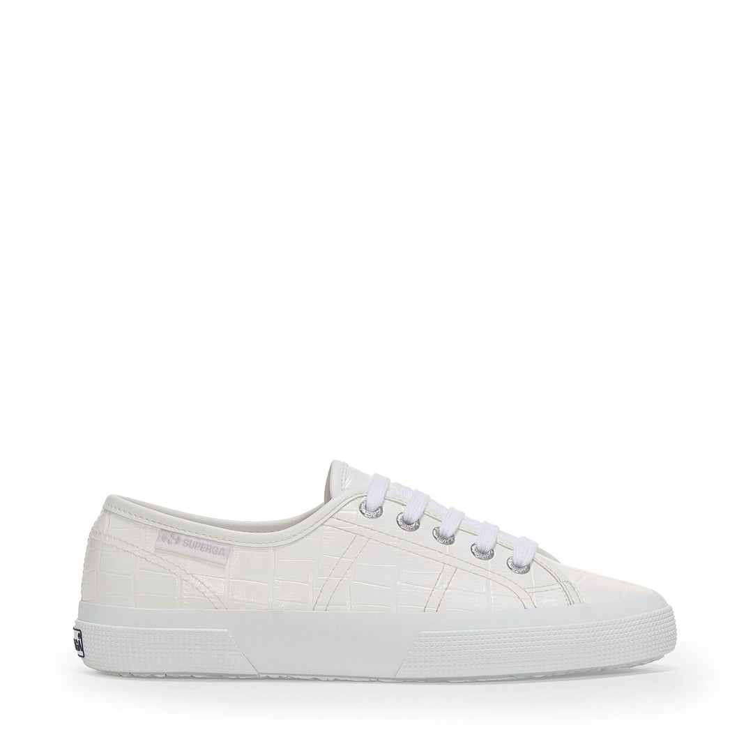Sneakers basse bianche da donna con tomaia sintetica 01