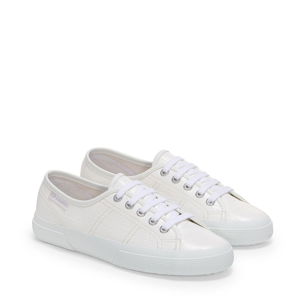 Sneakers basse bianche da donna con tomaia sintetica 02
