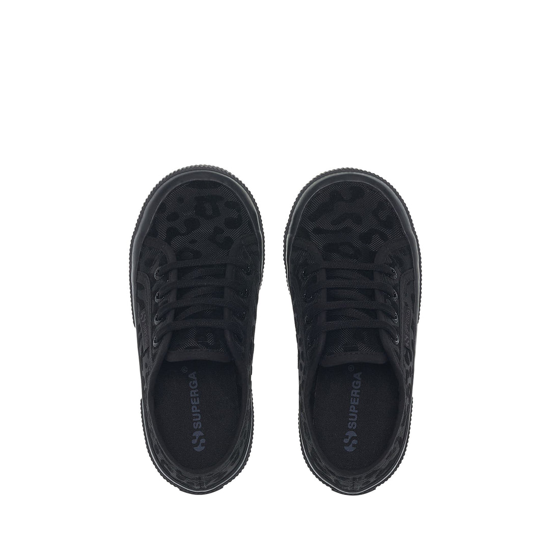 Schwarze, flache Mädchen-Sneaker mit Mesh-Obermaterial main