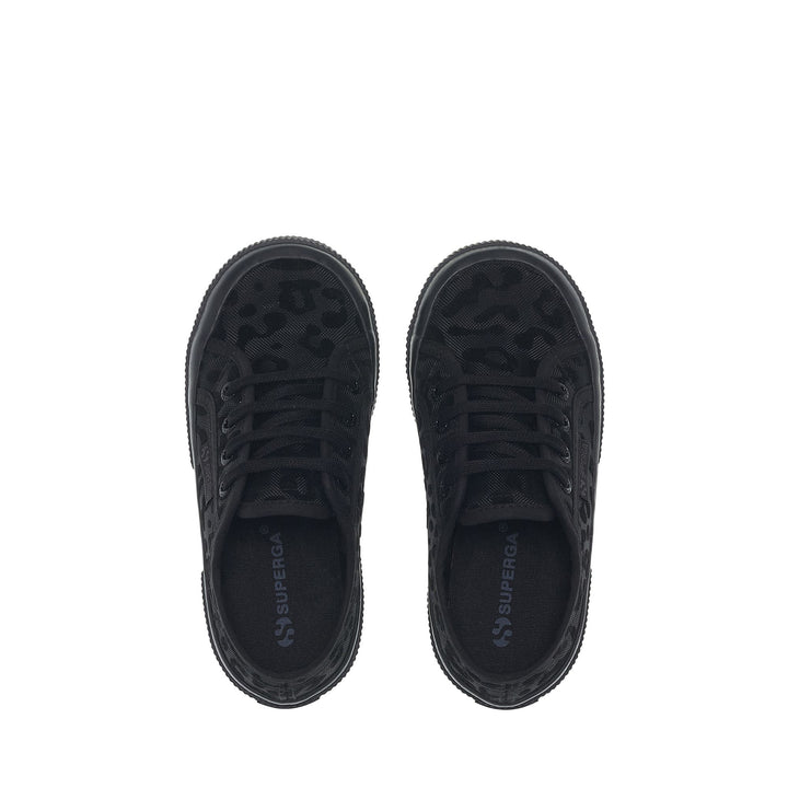 Schwarze, flache Mädchen-Sneaker mit Mesh-Obermaterial 4