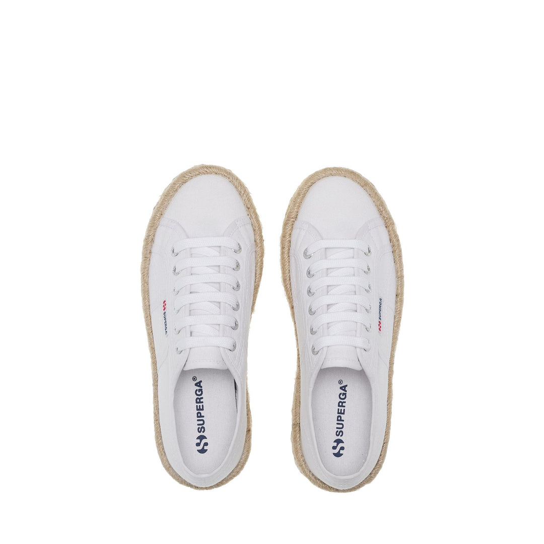 Weiße Damen-Plateau-Sneaker mit Baumwoll-Obermaterial main