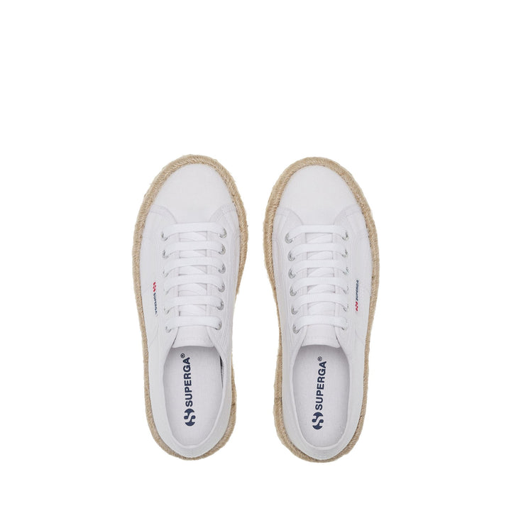 Weiße Damen-Plateau-Sneaker mit Baumwoll-Obermaterial 4