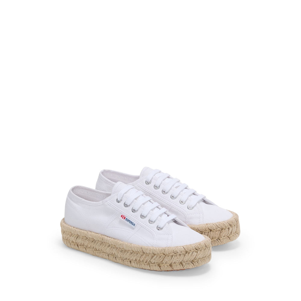 Baskets blanches à plateforme pour femme, tige en coton 02