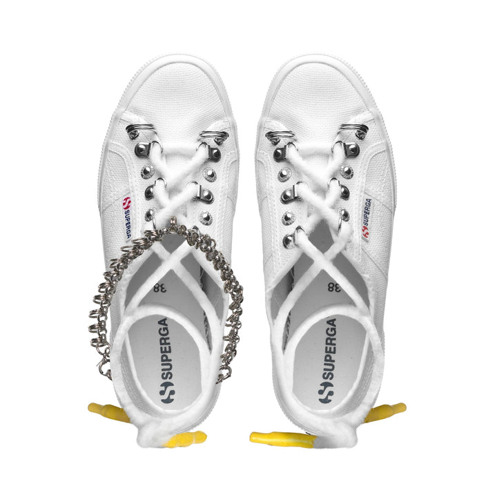 Sneakers classiche bianche da donna con tomaia in cotone 4