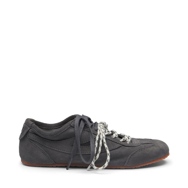 Zapatillas unisex de corte bajo en color gris con parte superior de ante. 1
