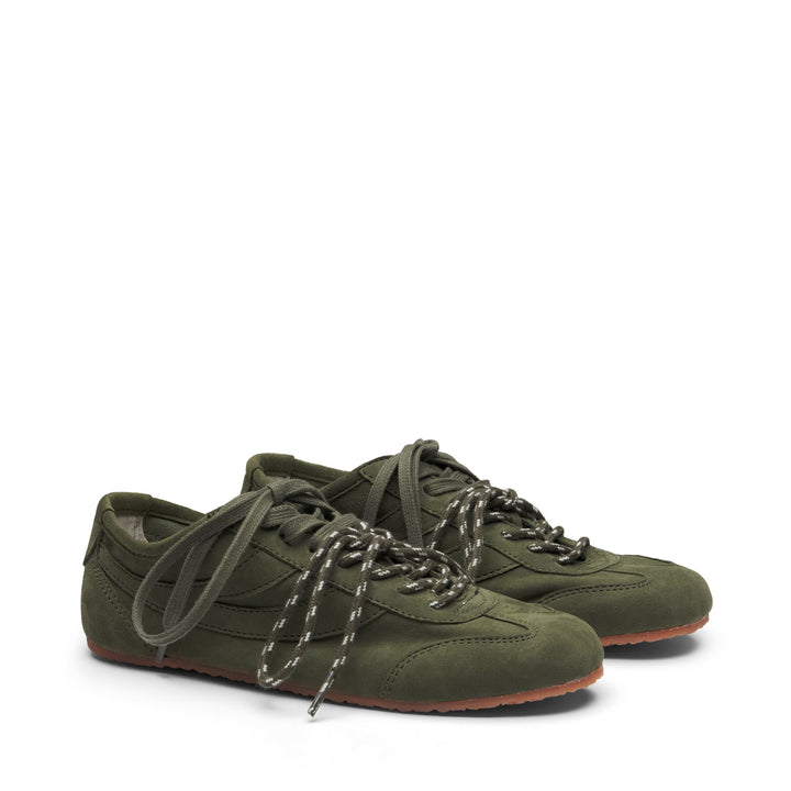 Unisex Low Cut Sneakers Full Green with Suede Upper 2