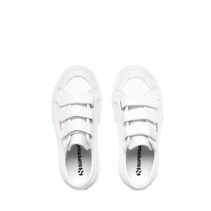 Sneakers Kid unisex 2630 KIDS STRIPE STRAPS SYNTHETIC MATERIAL Low Cut WHITE Dressed Back (jpg Rgb)		