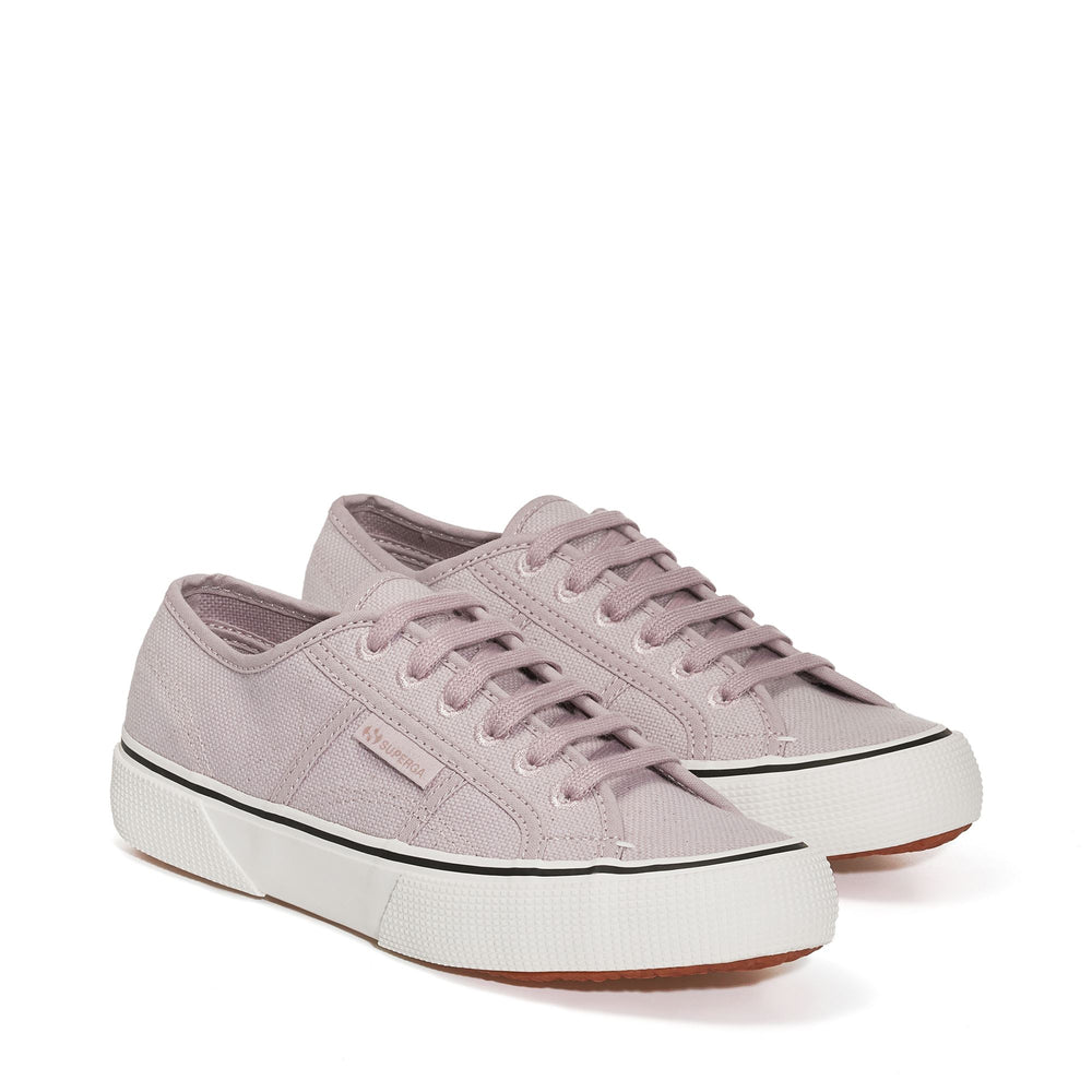 Le Superga Unisex 2490 BOLD ORGANIC CANVAS NATURAL DYE Low Cut PINK MAGENTA LEAVES Dressed Front (jpg Rgb)	