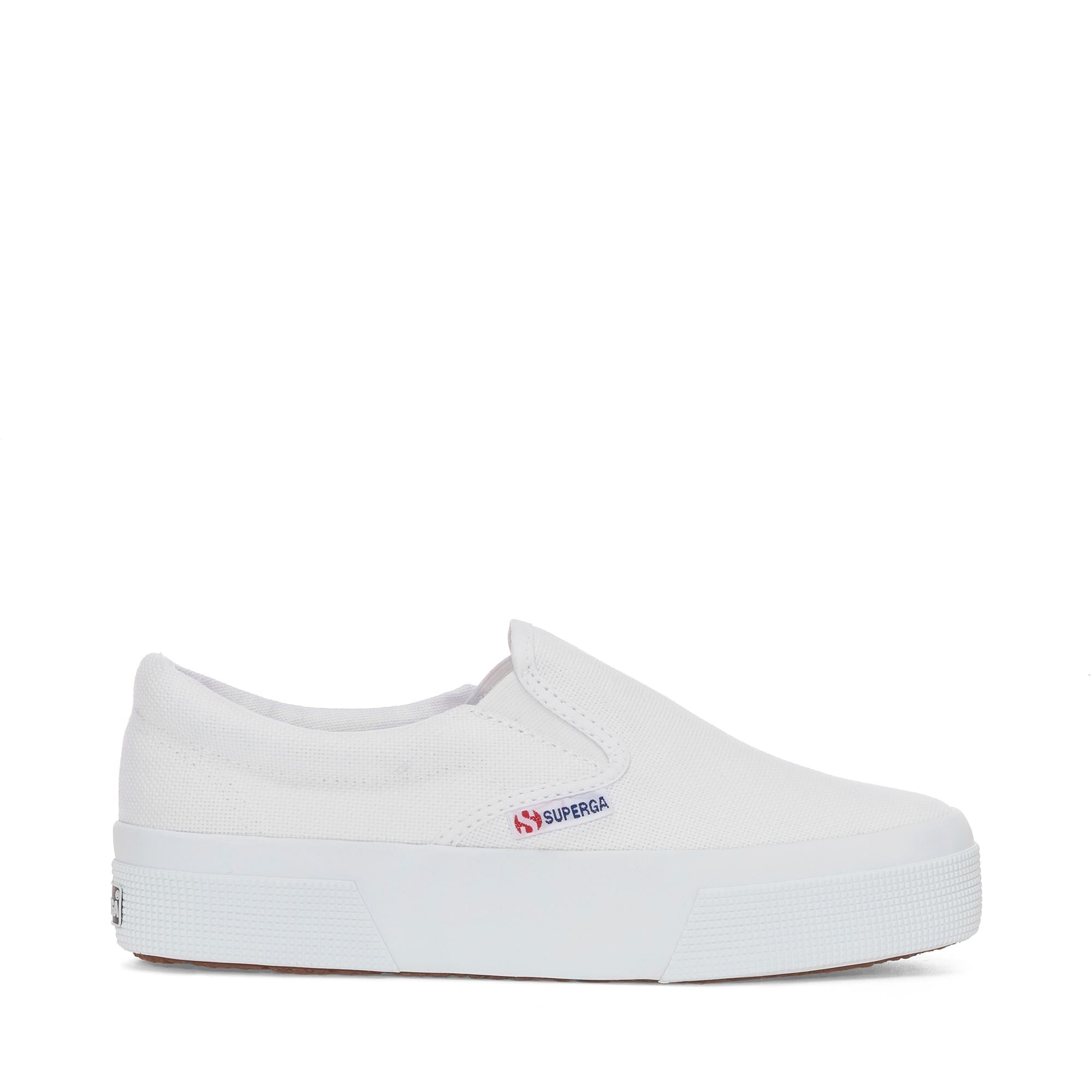 Woman's Platform White Sneakers with Cotton Upper | Superga