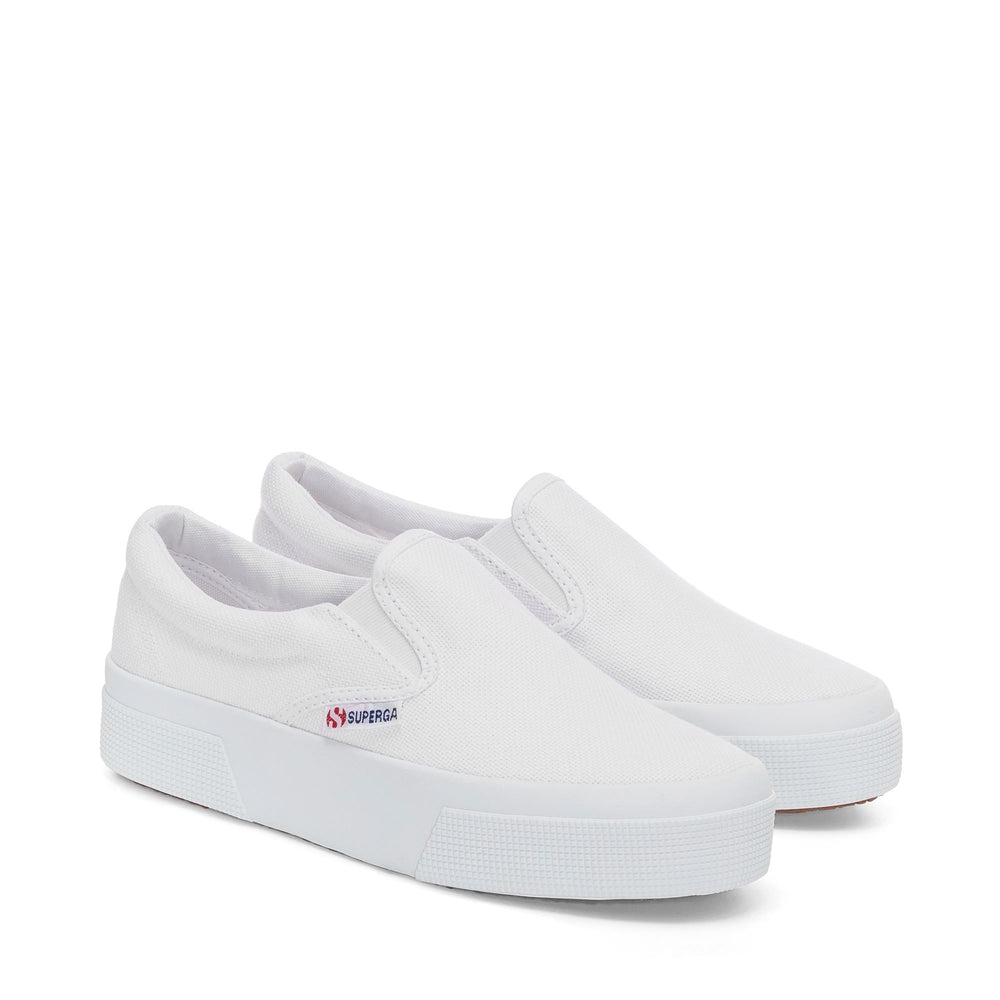 Zapatillas blancas de plataforma para mujer con parte superior de algodón 02