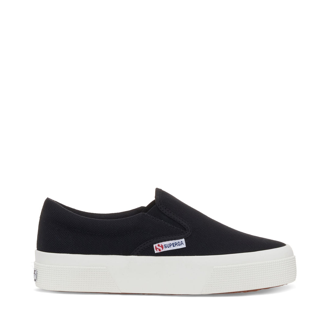 Zapatillas negras de plataforma para mujer con parte superior de algodón 01