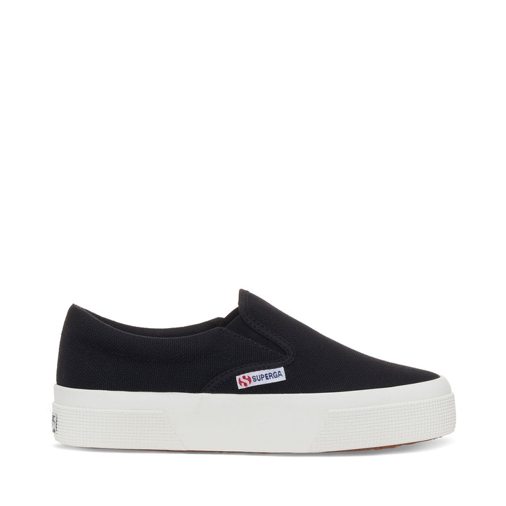 Sneakers nere con plateau da donna e tomaia in cotone 1