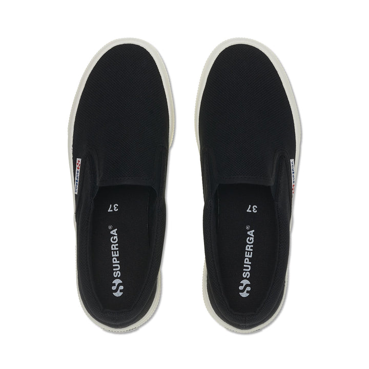 Sneakers nere con plateau da donna e tomaia in cotone 4