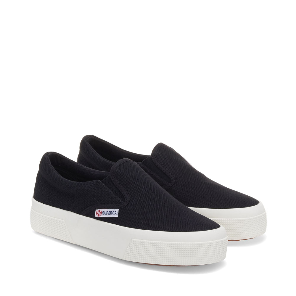 Zapatillas negras de plataforma para mujer con parte superior de algodón 02