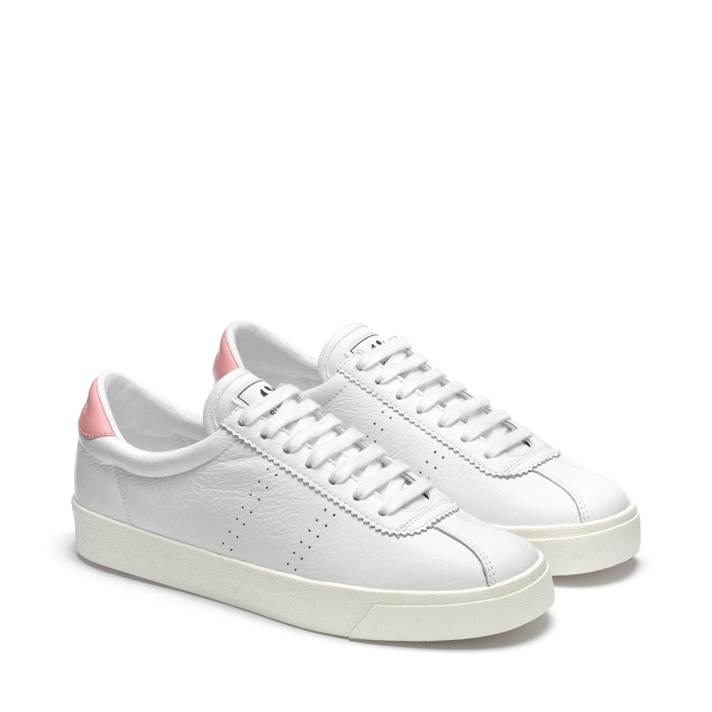 Sneakers Unisex 2843 CLUB S COMFORT LEATHER Low Cut WHITE-PINK-FAVORIO Dressed Front (jpg Rgb)	