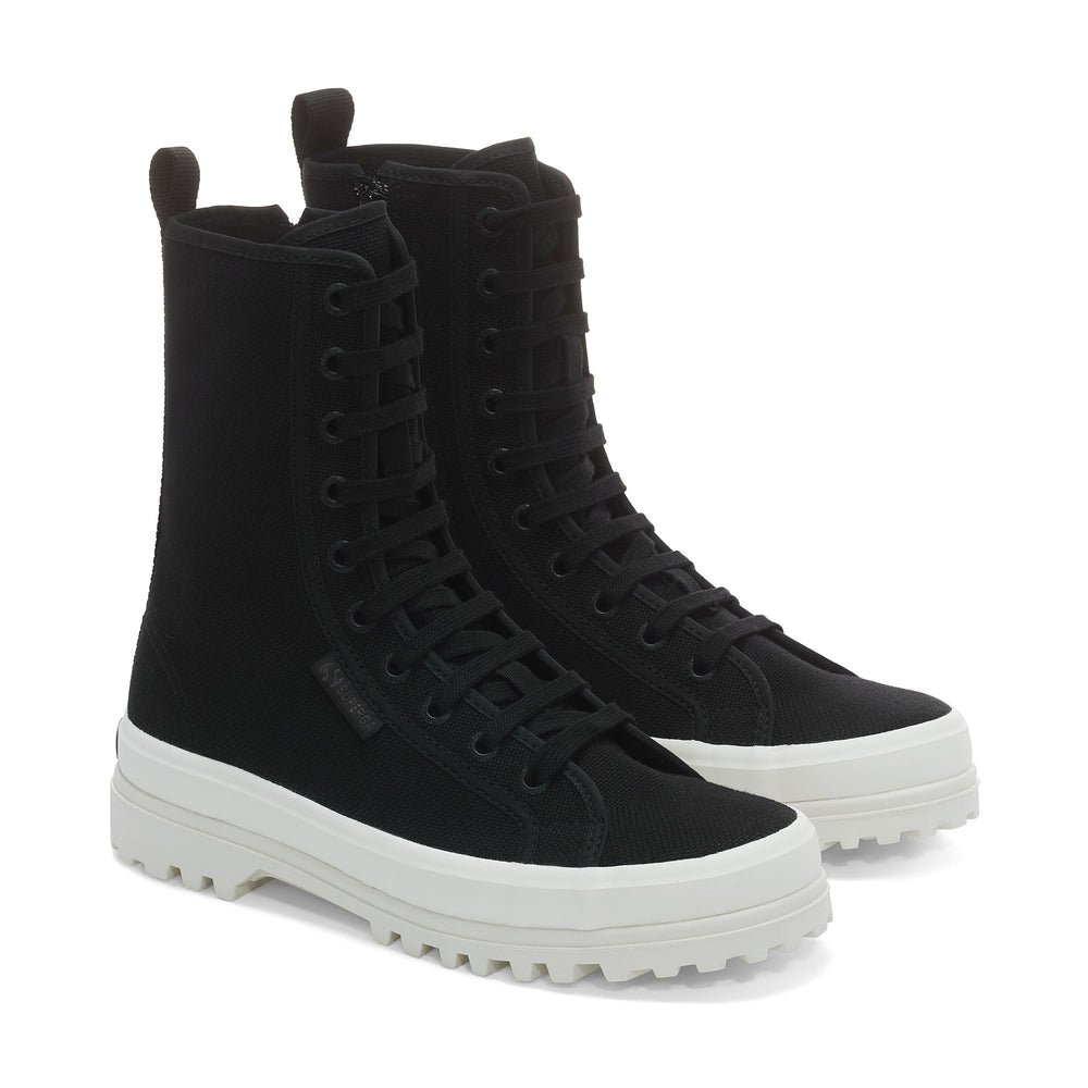 Stivaletti neri da donna con tomaia in cotone 02