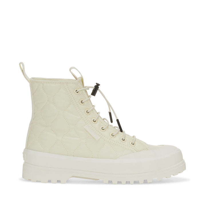 Stivaletti beige da donna con tomaia in nylon trapuntato 1