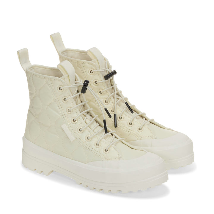 Stivaletti beige da donna con tomaia in nylon trapuntato 2