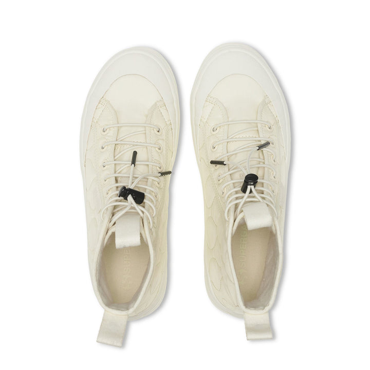 Stivaletti beige da donna con tomaia in nylon trapuntato 4