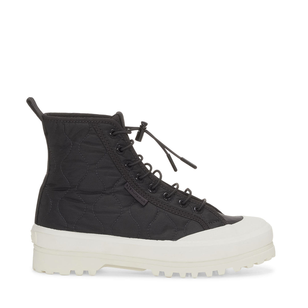 Stivaletti neri da donna con tomaia in nylon trapuntato 01
