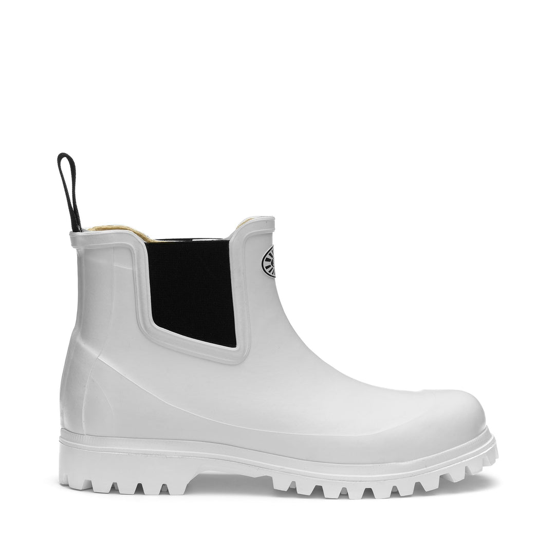 Bottes en caoutchouc unisexes mi-hautes de couleur blanche 01