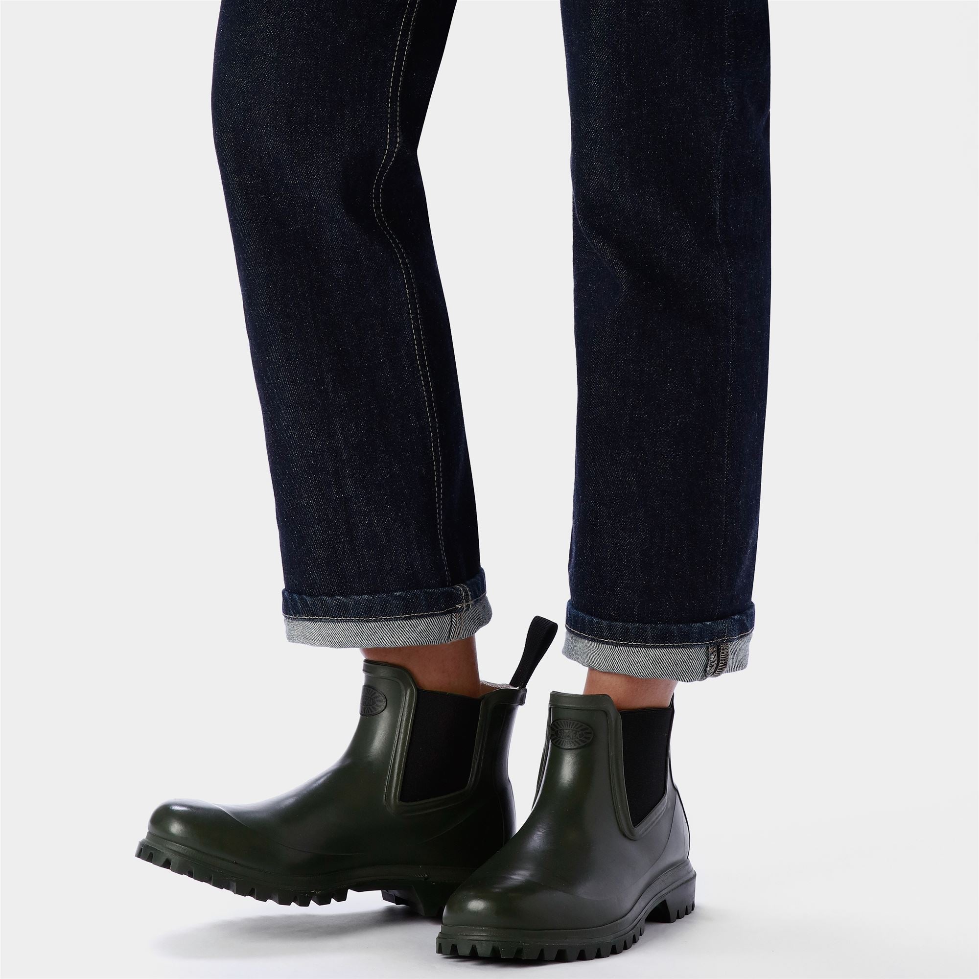 Unisex Mid Cut Rubber Boots Green Sherwood with Cotton Lining