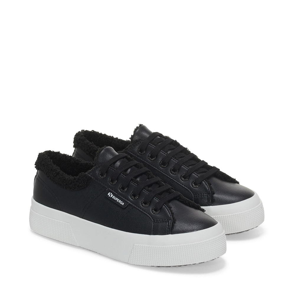 Sneakers da donna nere con plateau e tomaia sintetica 02