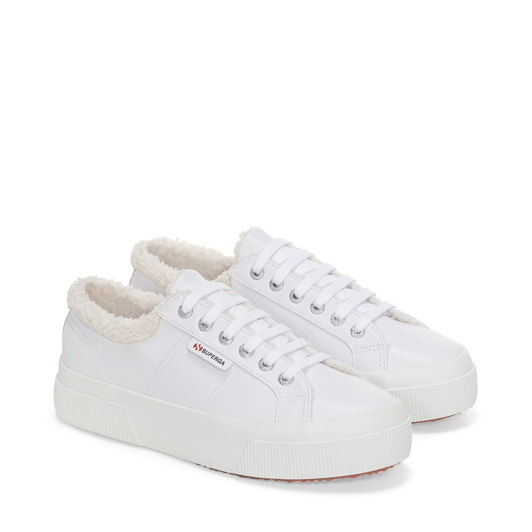 Woman's Platform White Sneakers with Cotton Upper main